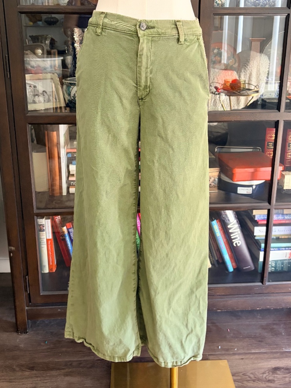 AG Adriano Goldschmied Wide Leg Pants in Olive Green